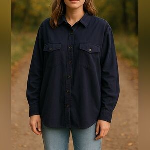 Ash & Ember Navy Brentwood Two Pocket Button Up Shirt Size XXL NWT